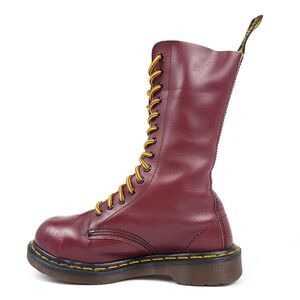 Dr. Martens 1940 MIE 14-Eye Steel Toe Cherry Red Lace Up Tall Boots Women's 6